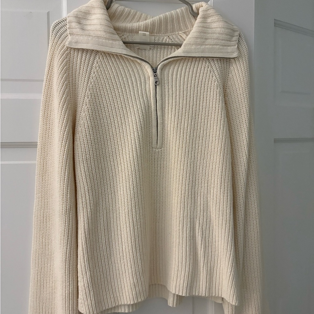 Rib-knit Half-zip Sweater